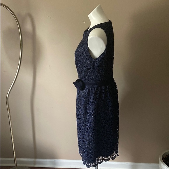 Marina Women’s Navy Blue Sparkly Lace Sleeveless Fit & Flare Midi Dress Size 10 - Picture 4 of 9